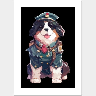 Cute Bernese Mountain Dog soldier Posters and Art